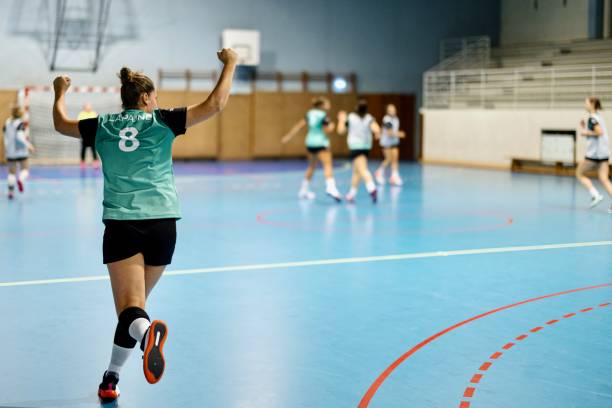 istock Handball player celebrating goal 1434381964