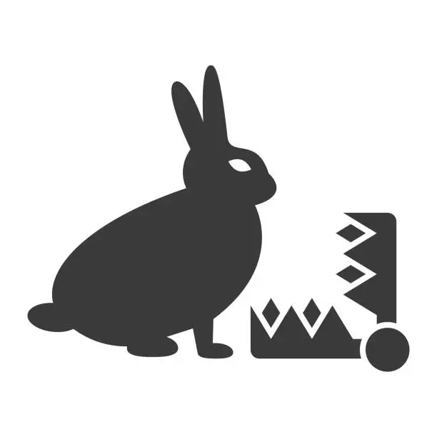 Vector illustration of Hunting wild rabbit with trap spikes glyph icon isolated on white background.Vector illustration.