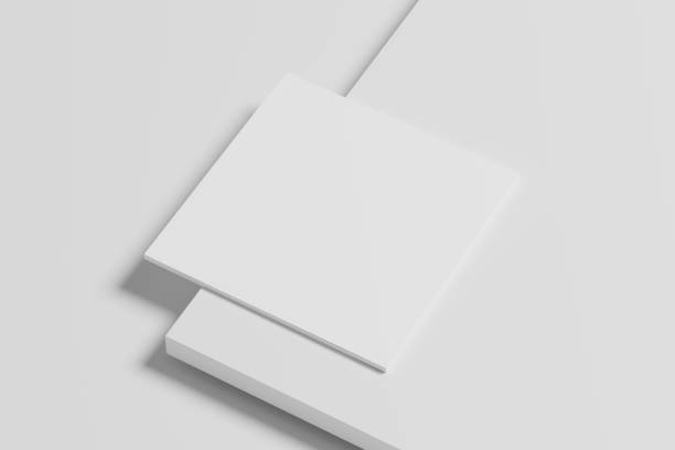 istock Square Magazine Brochure 3D Rendering White Blank Mockup 1434384804