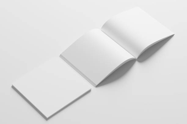 istock Square Magazine Brochure 3D Rendering White Blank Mockup 1434384809