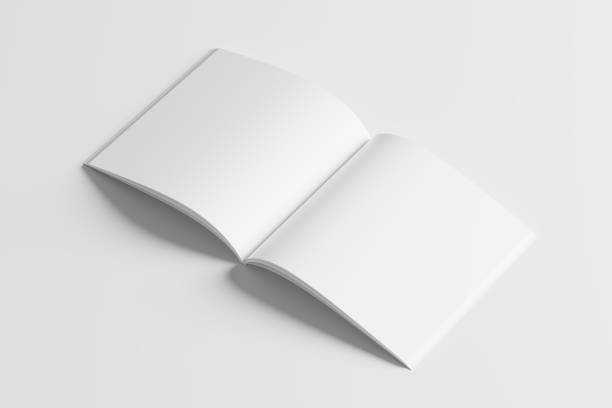 istock Square Magazine Brochure 3D Rendering White Blank Mockup 1434384811