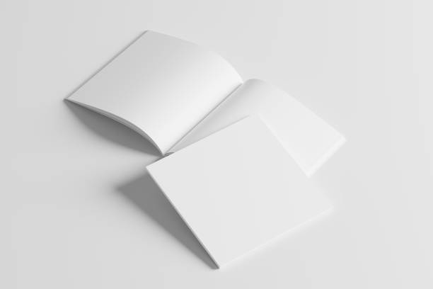 istock Square Magazine Brochure 3D Rendering White Blank Mockup 1434384825