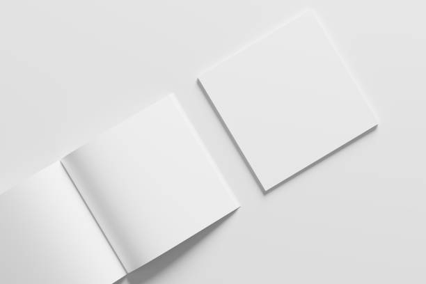 istock Square Magazine Brochure 3D Rendering White Blank Mockup 1434384830