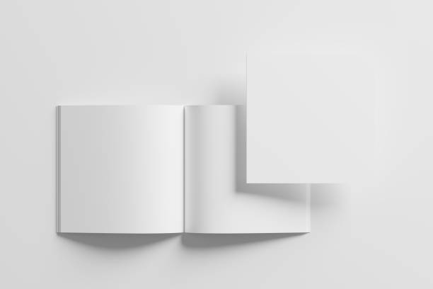 istock Square Magazine Brochure 3D Rendering White Blank Mockup 1434384848