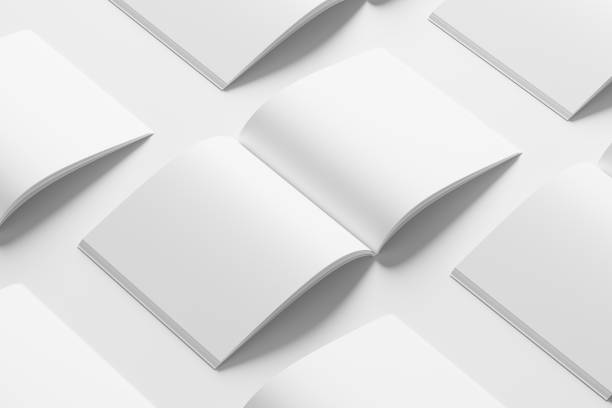 istock Square Magazine Brochure 3D Rendering White Blank Mockup 1434384853