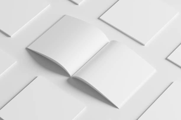 istock Square Magazine Brochure 3D Rendering White Blank Mockup 1434384855