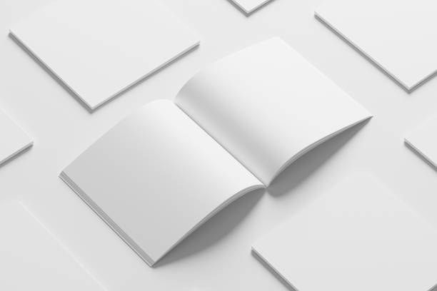 istock Square Magazine Brochure 3D Rendering White Blank Mockup 1434384856