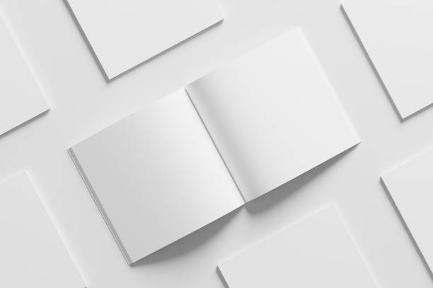 istock Square Magazine Brochure 3D Rendering White Blank Mockup 1434384866