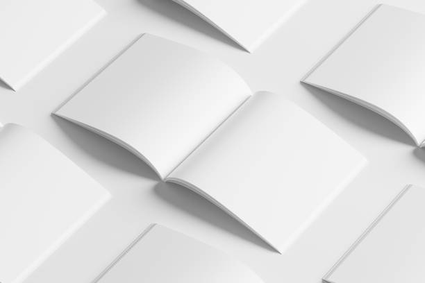 istock Square Magazine Brochure 3D Rendering White Blank Mockup 1434384868