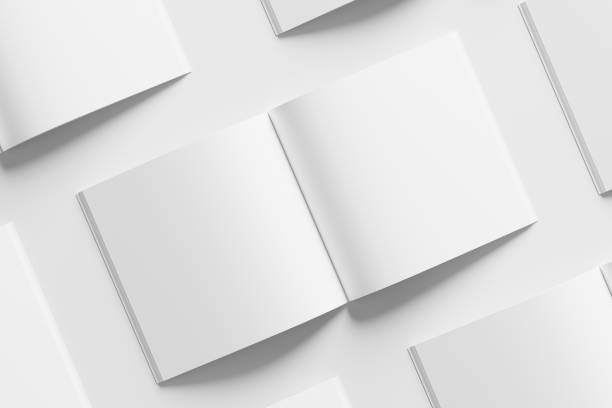 istock Square Magazine Brochure 3D Rendering White Blank Mockup 1434384872