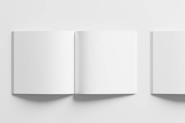 istock Square Magazine Brochure 3D Rendering White Blank Mockup 1434384879