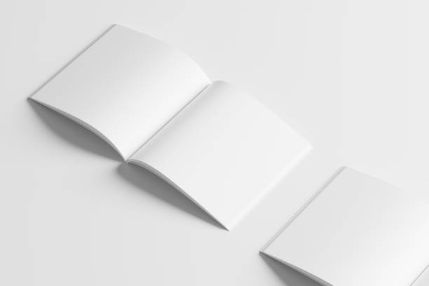 istock Square Magazine Brochure 3D Rendering White Blank Mockup 1434384883
