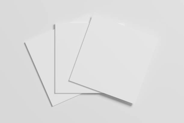 istock Square Magazine Brochure 3D Rendering White Blank Mockup 1434384901