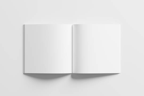 istock Square Magazine Brochure 3D Rendering White Blank Mockup 1434384917