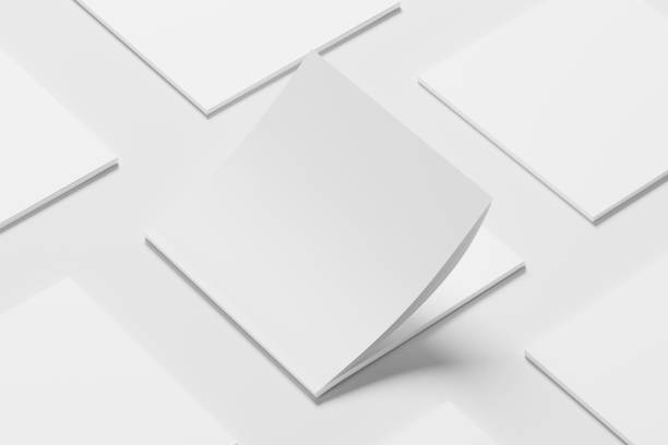 istock Square Magazine Brochure 3D Rendering White Blank Mockup 1434384947