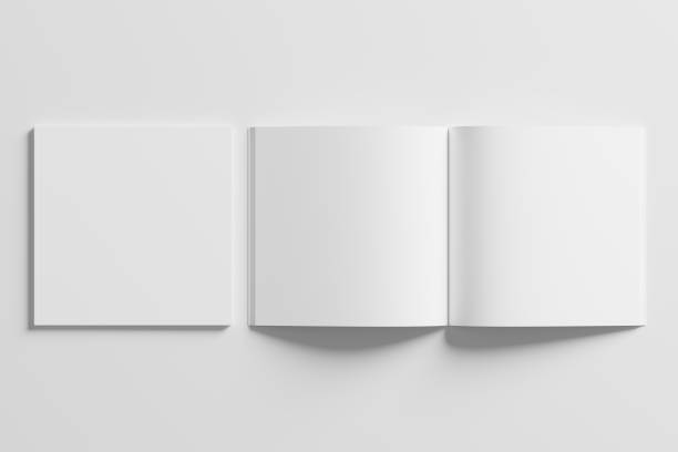 istock Square Magazine Brochure 3D Rendering White Blank Mockup 1434384966