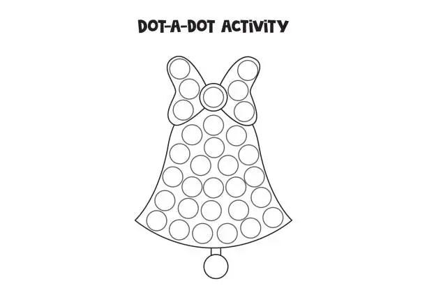 Vector illustration of Dot a dot game for preschool kids. Hand drawn bell.