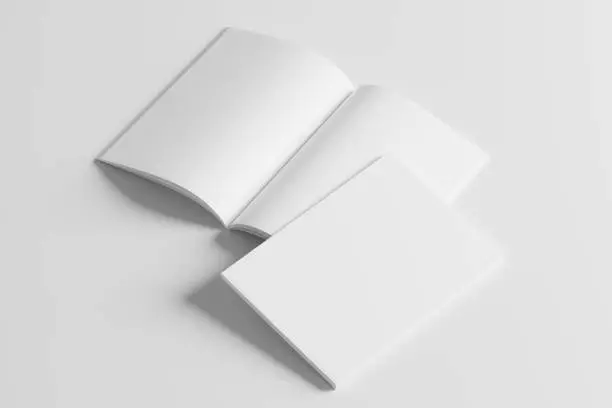 Photo of A4 A5 Magazine Brochure 3D Rendering White Blank Mockup