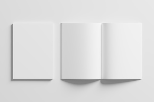 A4 A5 Magazine Brochure 3D Rendering White Blank Mockup For Design Presentation