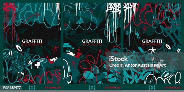 istock Abstract Urban Graffiti Style A4 Poster Vector Illustration Background Template 1434389177