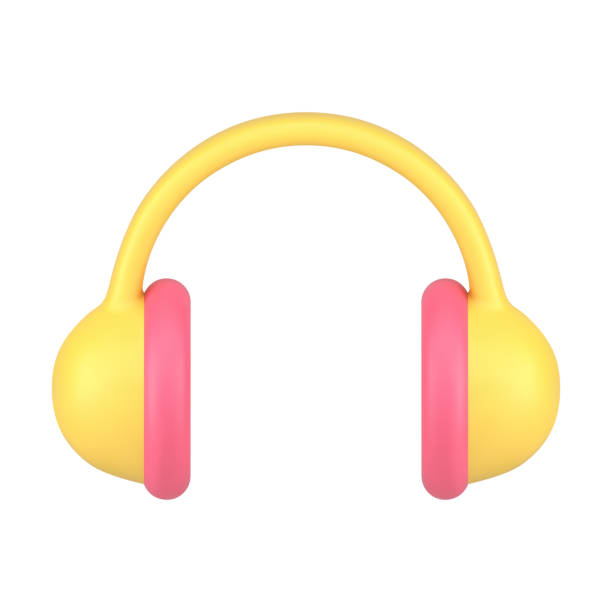 istock Yellow glossy headphones ears wearing electronic device for music listening 3d icon vector 1434389555