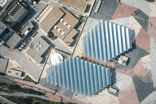 Solar Power Plant in modern city