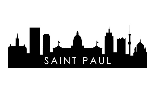 Saint Paul skyline silhouette. Black Saint Paul city design isolated on white background.