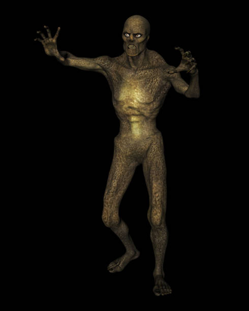 3D render of an abstract Halloween background with demonic figure