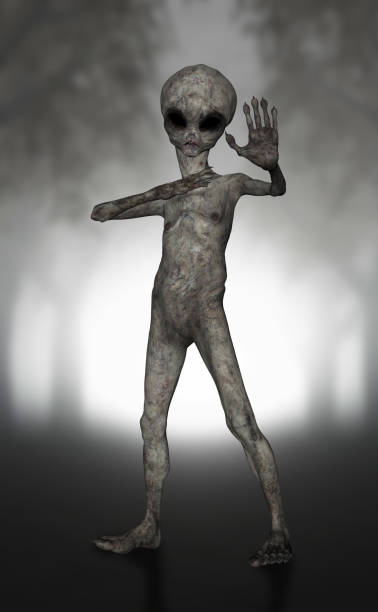 istock 3D Halloween background with alien like creature 1434392288