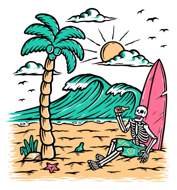 zrelaksuj się i wypij na plaży - lifestyle sports and fitness travel locations water stock illustrations