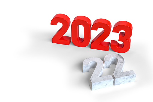 2022-2023 Change Represents the New Year 2023, 3d RenderiÌng