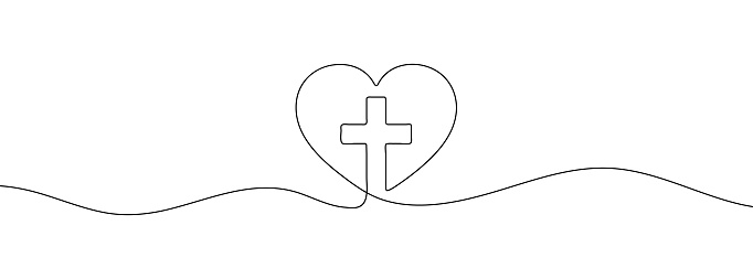 Single continuous line drawing of a church logo. One continuous line of a church logo. Vector illustration. Church logo design