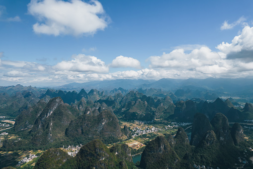 Aerial viewo of great landscape of Guilin