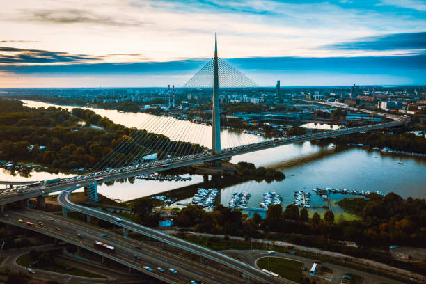 istock New, modern bridge on the river Sava, Belgrade, Serbia. 1434408290