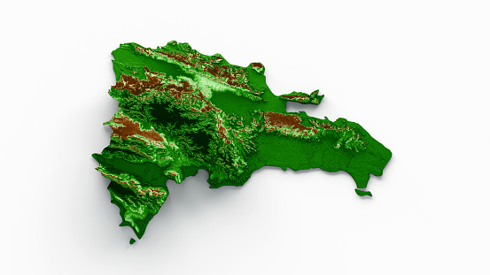 Dominican Republic Topographic Map 3d realistic map Color 3d illustration\nSource Map Data: tangrams.github.io/heightmapper/,\nSoftware Cinema 4d