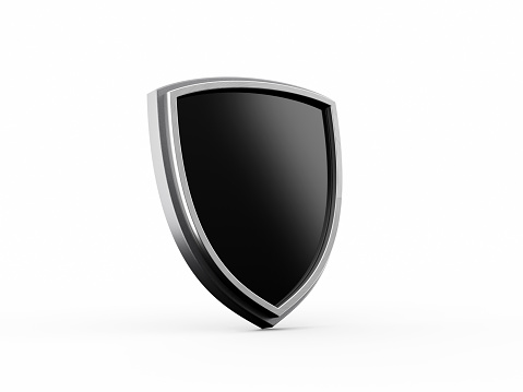 3D Shield, Black Shield, Metal Shield, Silver Shield 3d illustration