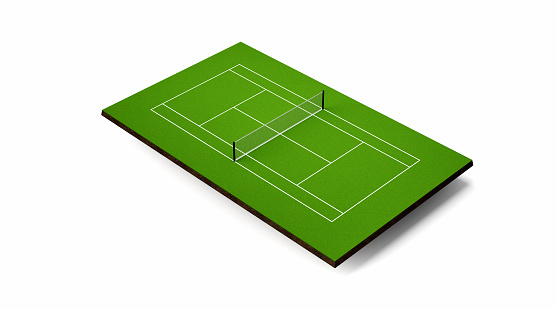 3d illustration of a tennis court with perspective