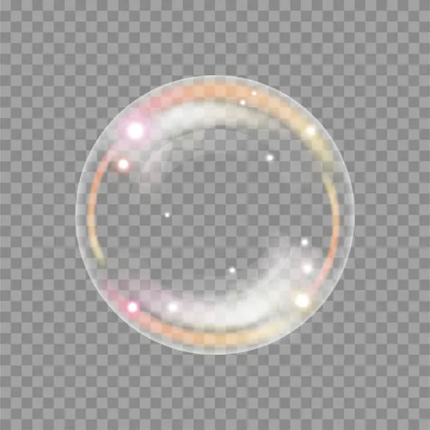 Vector illustration of Colorful realistic soap bubble on transparent background