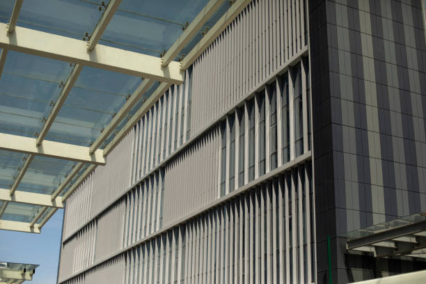 istock Building is outside. Windows in building. Vertical lines in architecture. 1434416961