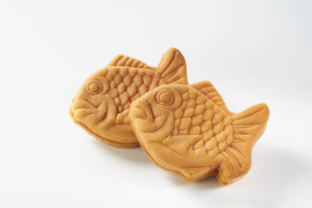 Japanese taiyaki, fish-shaped cake with sweet red bean paste