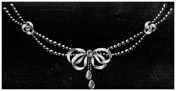 Antique image: Jewellery on black, Collier