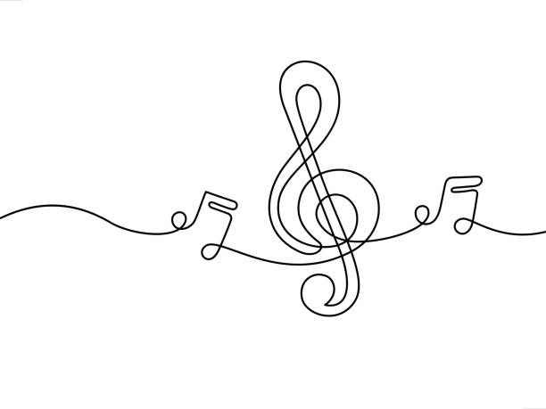 music line art musical symbols line art design music staff stock illustrations