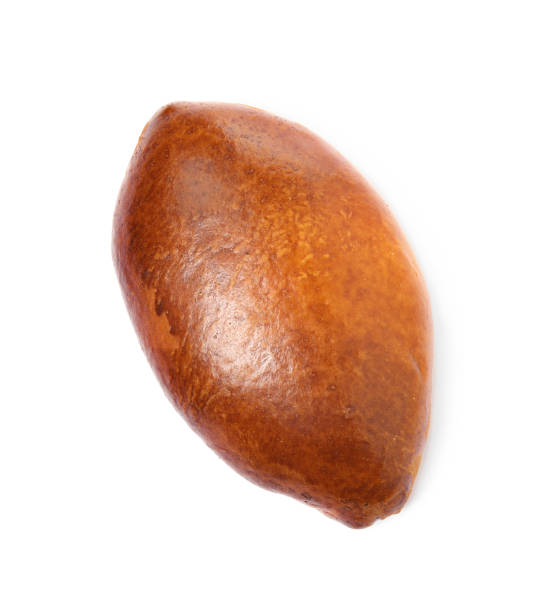 istock Delicious baked pirozhok on white background, top view 1434425131
