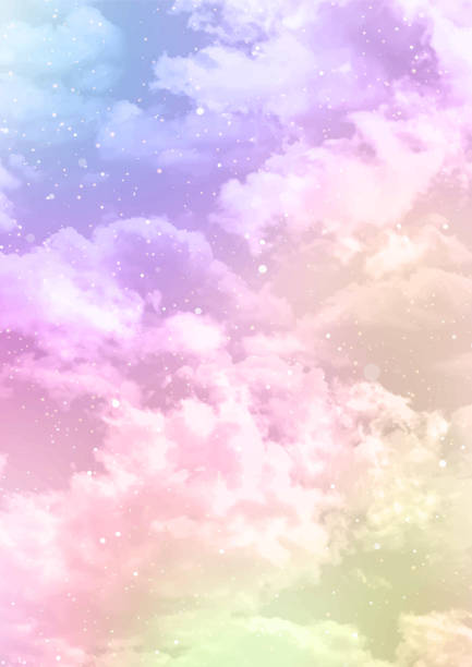 сладкая вата облака фон с блестками - cotton cloud cloudscape cumulus cloud stock illustrations