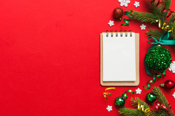 istock Christmas blank greeting card mock-up scene. Creative layout made of Christmas tree branches and paper card note. Flat lay. Nature New Year concept 1434427230