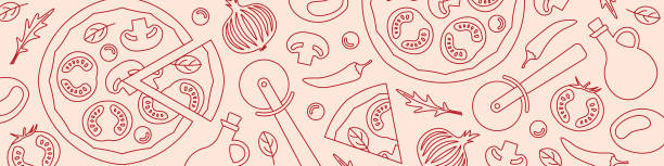restaurant, menu, italian pizza banner - vector illustration restaurant, menu, italian pizza banner - vector illustration pizza cutter stock illustrations