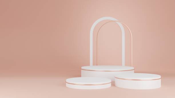 istock 3d rendering white podium with pastel pink background for product advertisement 1434430815