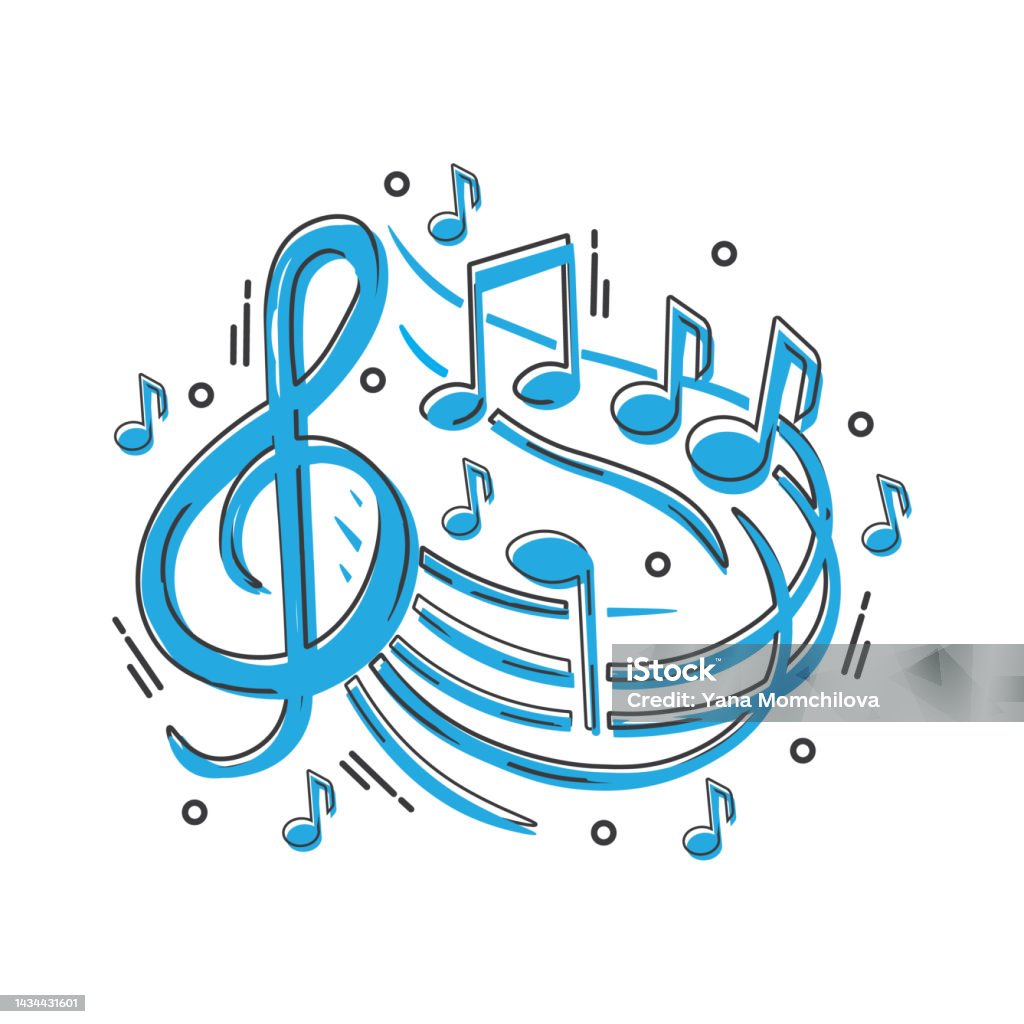 Biểu Tượng Nốt Nhạc Hoạt Hình Theo Phong Cách Truyện Tranh Và Màu ...