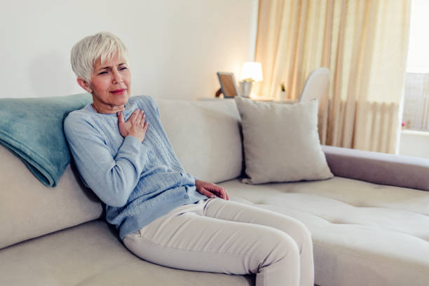 istock Woman suffering from chest pain. 1434435198