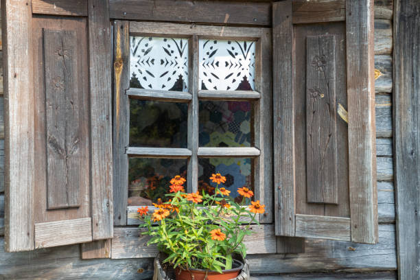 A window in a village in Lithuania